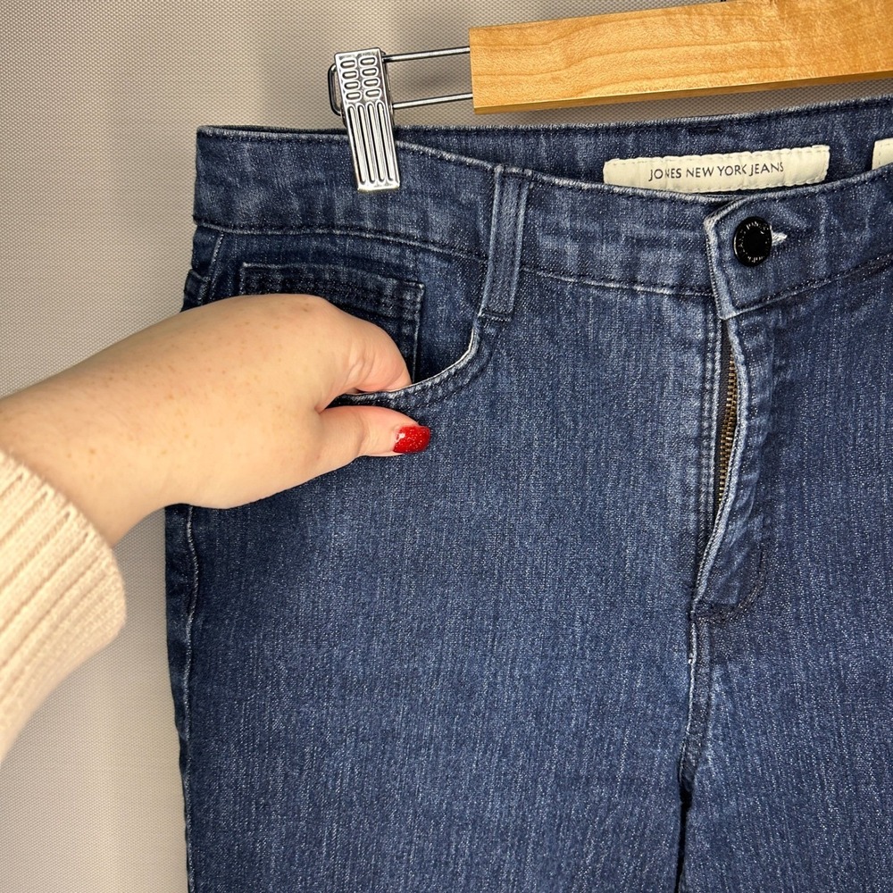 Jones New York Jeans Sutton Short Slimming Dark Wash Blue Bermuda Denim S Travel - Picture 3 of 8